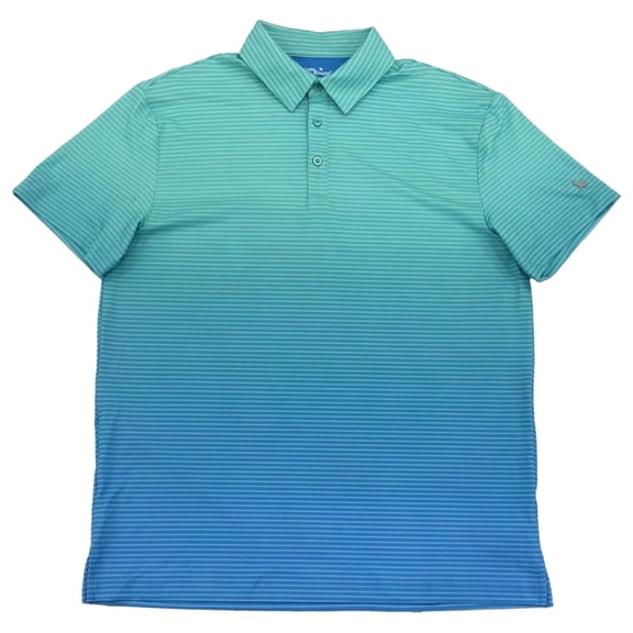 Birdie Bound Mens Green & Blue Ombre Stripe Short Sleeve Golf Polo Shirt 2XL