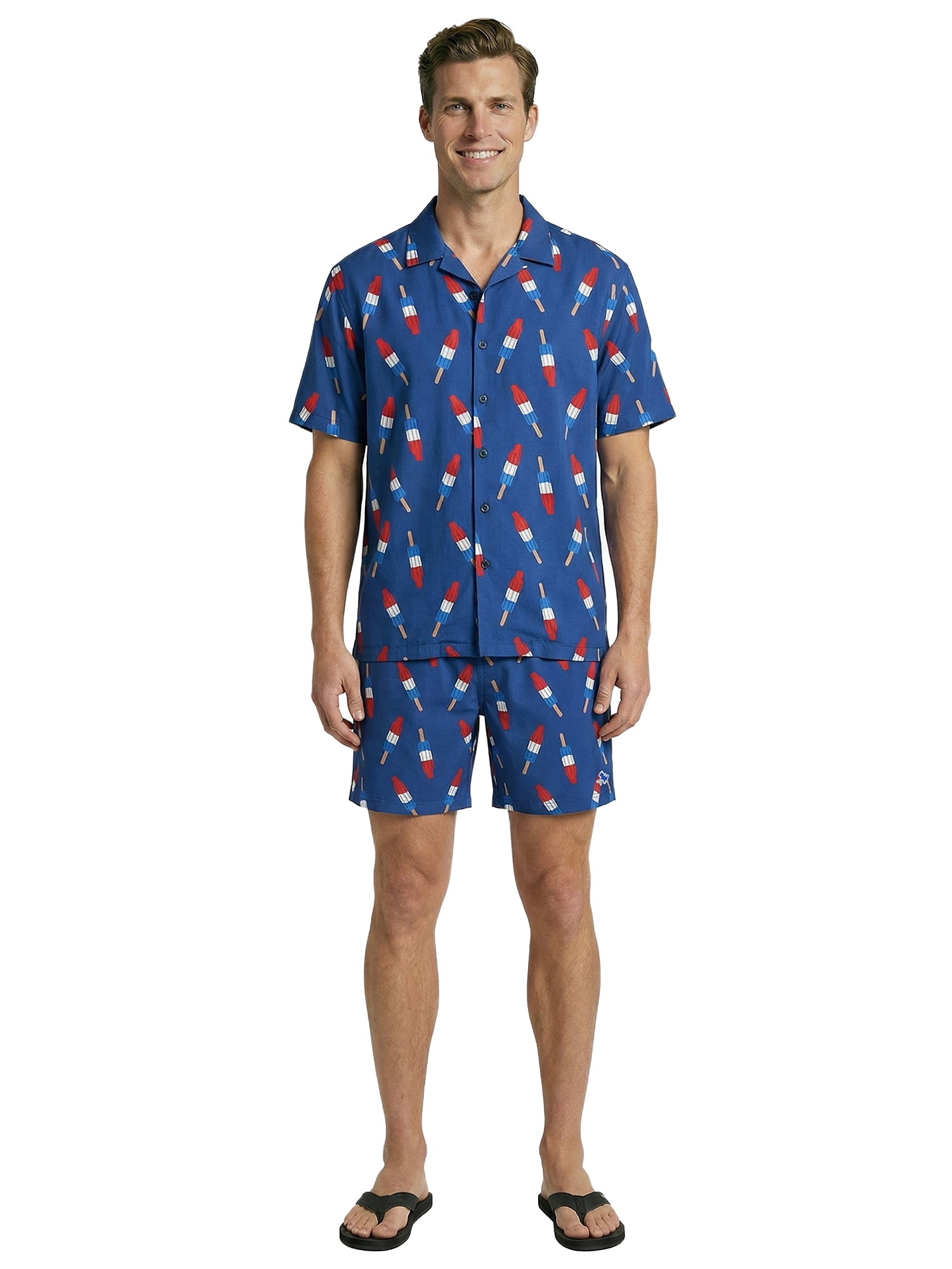 Men's Printed Bomb Pops Cabana Shirt with Short Sleeves, Sizes S-3XL
