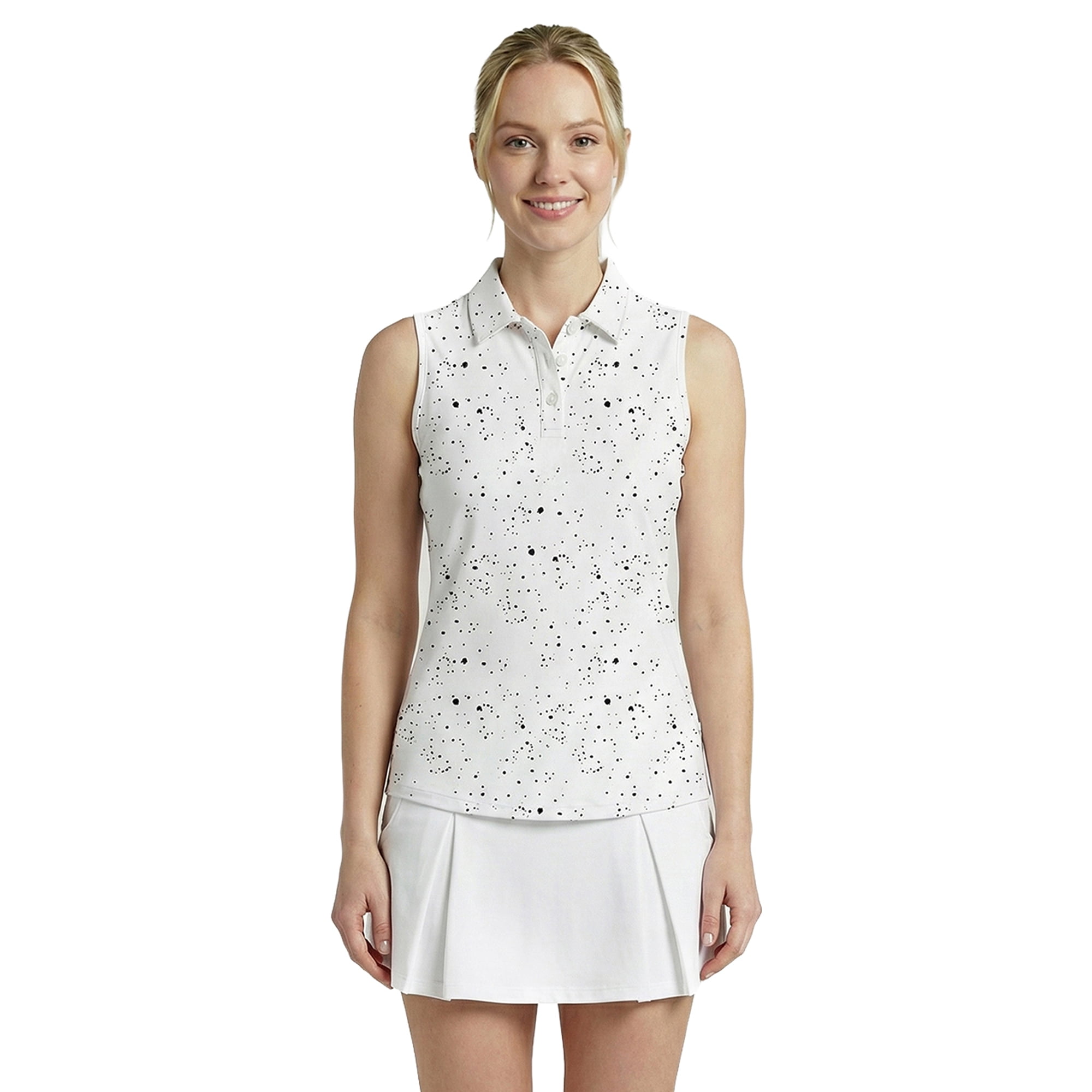 Birdie Bound Women's Gemma Sleeveless Print Golf Polo Shirt with UPF 30+, Sizes XS-XXL