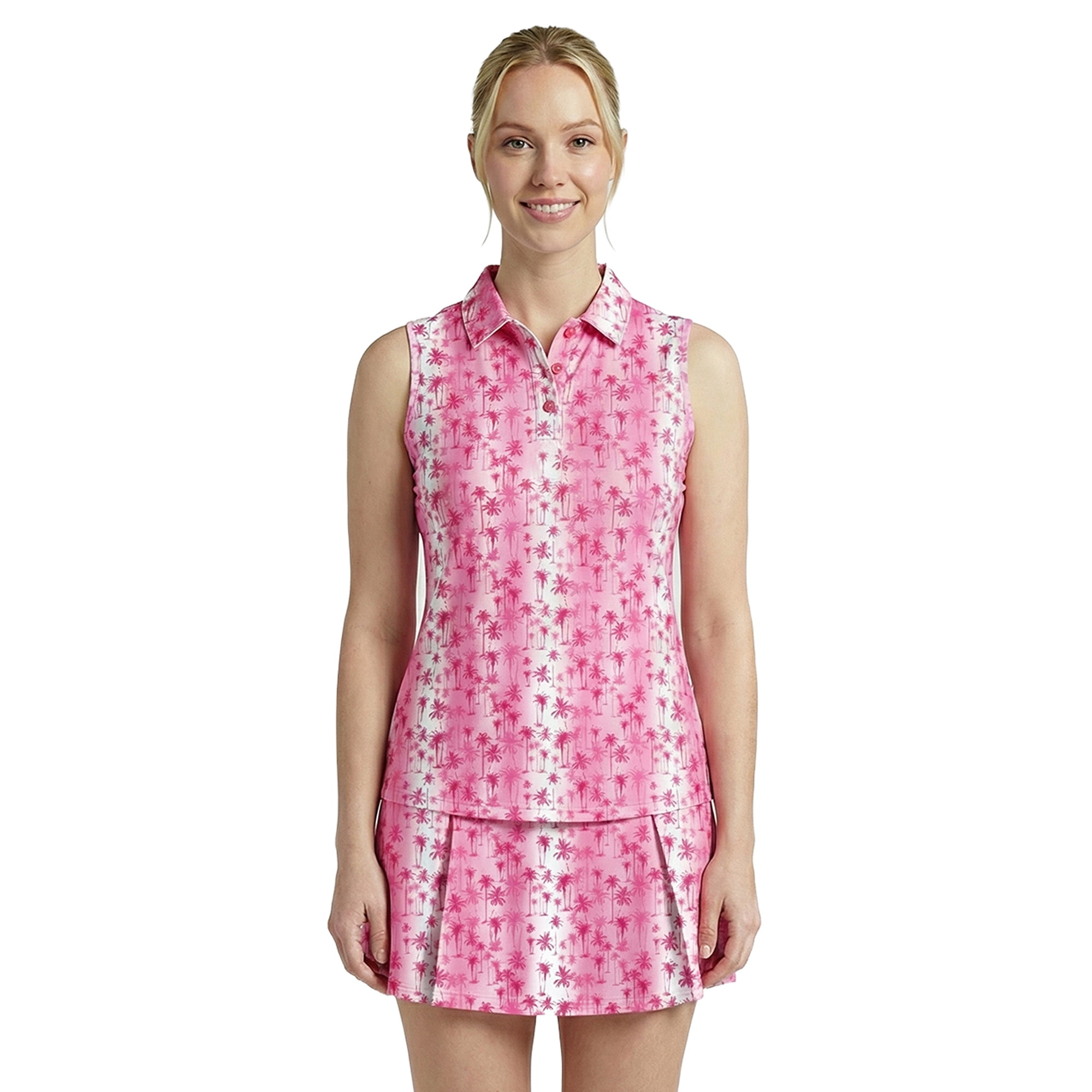 Birdie Bound Women's Gemma Sleeveless Print Golf Polo Shirt with UPF 30+, Sizes XS-XXL
