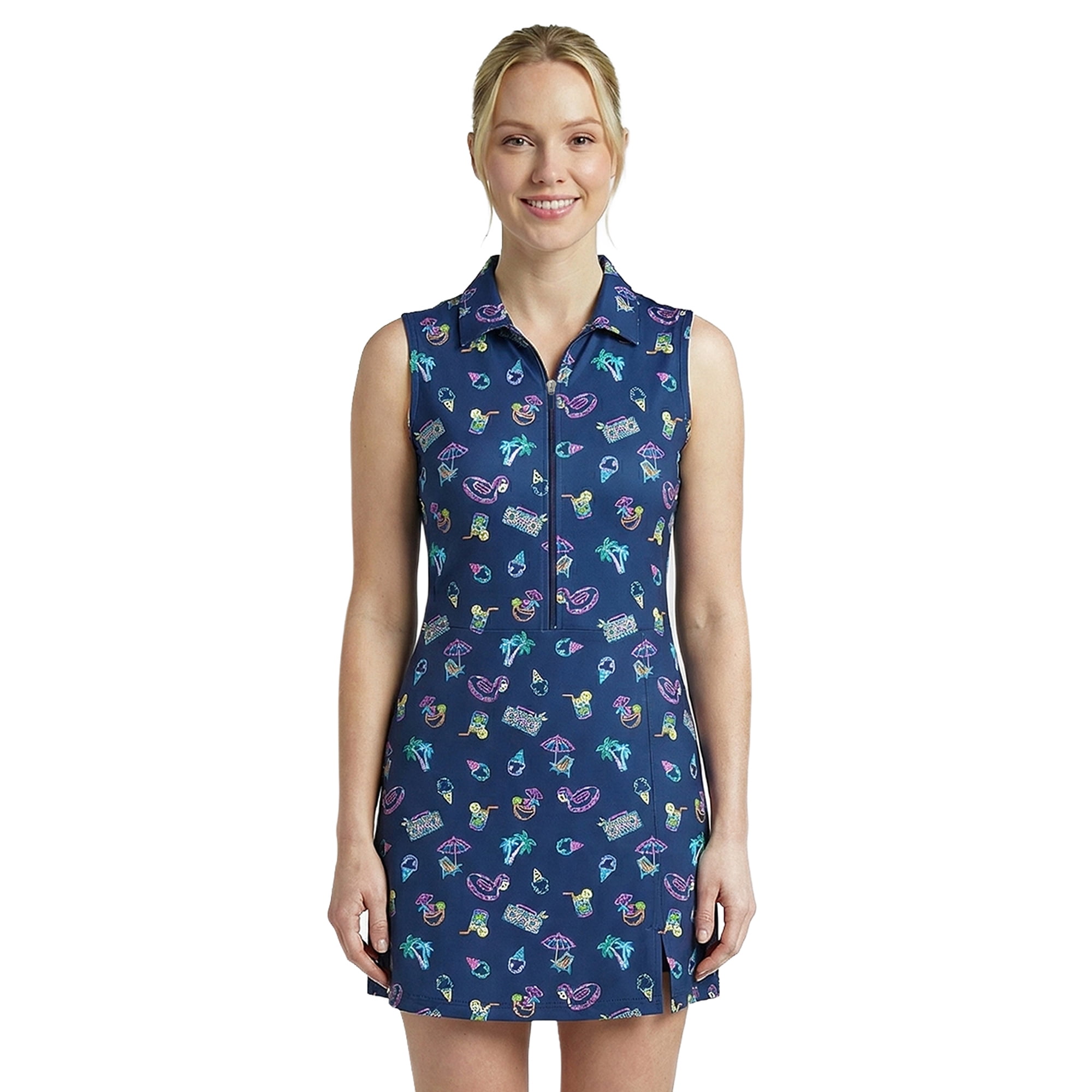 Birdie Bound Women's Ida Sleeveless Active Polo Dress with UPF30+, Sizes XS-2XL