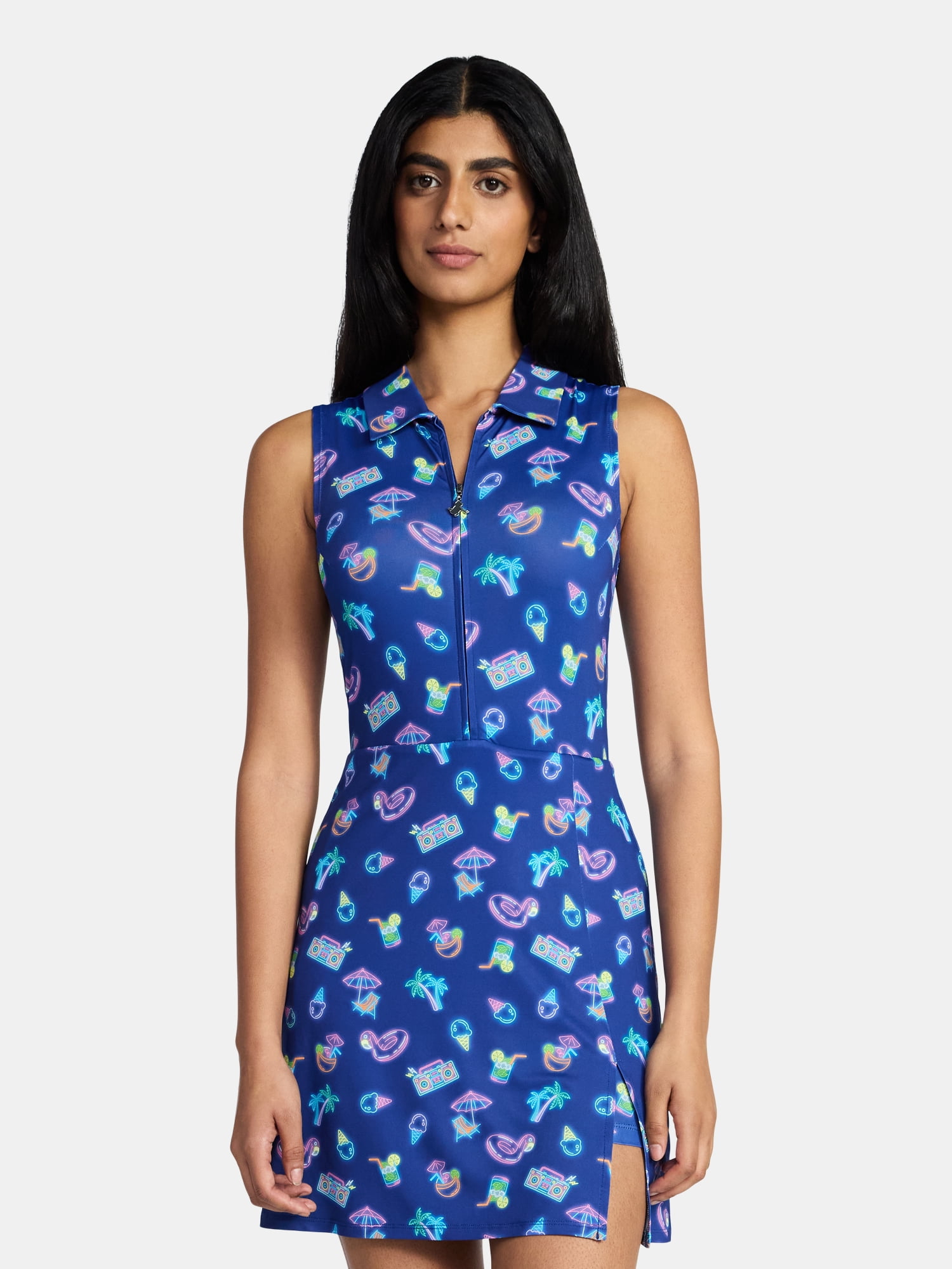 Birdie Bound Women's Ida Sleeveless Active Polo Dress with UPF30+, Sizes XS-2XL