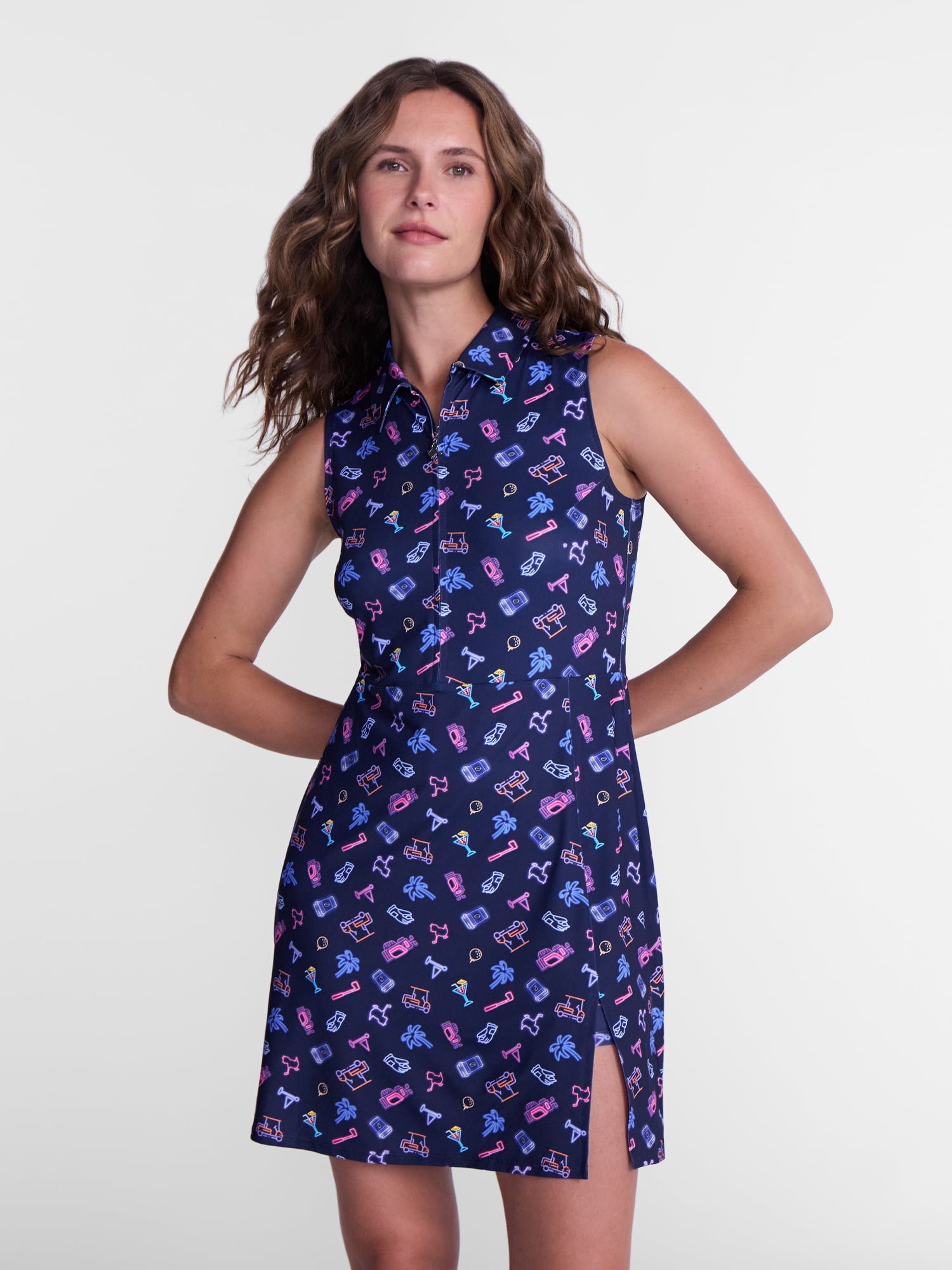 Birdie Bound Women's Sleeveless Polo Dress with built in body liner, Sizes XS-2XL