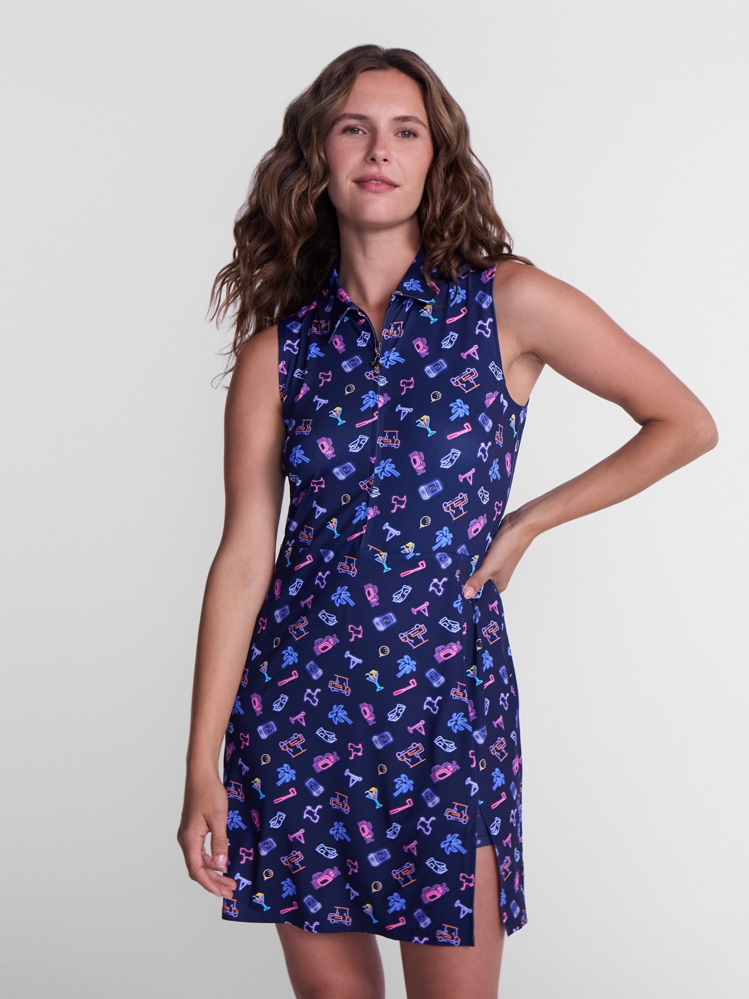 Birdie Bound Women's Sleeveless Golf Polo Dress with Shorts Liner, Sizes XS-XXXL