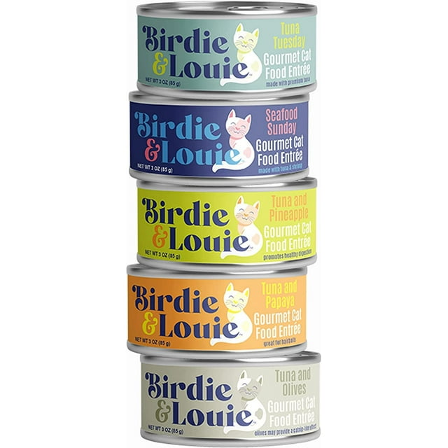 Birdie & Louie Wet Cat Food Variety Pack of Tuna Flavors 6 Cans of 5