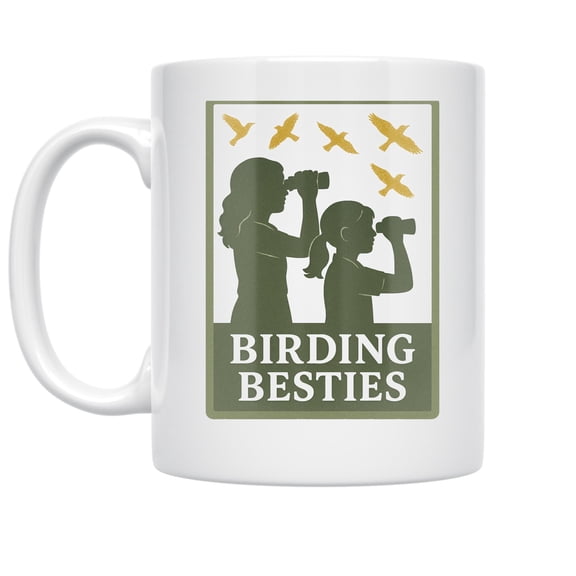 Birding Besties 11 oz Coffee Mug - For Sisters and Nature Lovers White Ceramic