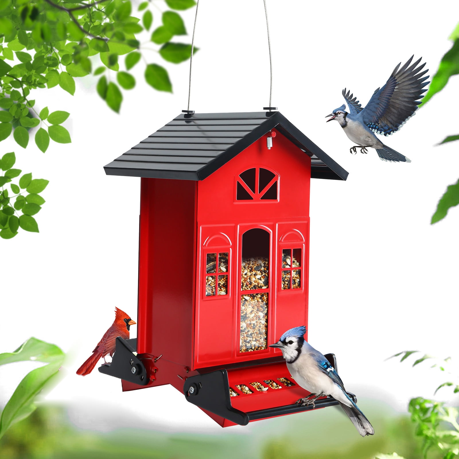 X0022KM6OP VIVOHOME Acrylic Squirrel Proof Clear Window Bird Feeder with  Strong Suction Cups and Sliding Seed Tray