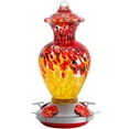 thumbnail image 1 of BirdKiss Large Hand Blown Outdoor Hummingbird Feeders, Weatherproof Glass, Flowers, Hook, Ant Moat, 20 oz Capacity, 1 of 8