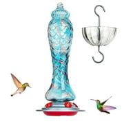 Birdkiss 28 oz Hand Blown Glass Hummingbird Feeders with Ant Moat Hook, Garden Backyard Patio Decor
