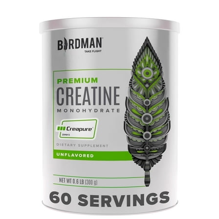 BIRDMAN Creapure Creatine Monohydrate Unflavored Powder, Pre-Workout, High Performance, 300g