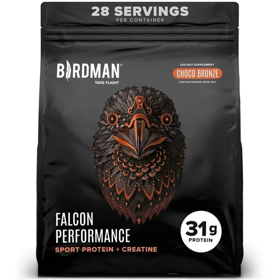 BIRDMAN Falcon Performance Vegan Protein Powder with Creatine, Chocolate Flavor, 28 Servings, 3lb