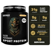 BIRDMAN Falcon Performance Vegan Protein Powder with Creatine, Vanilla Flavor, 19 Servings, 1.89lb