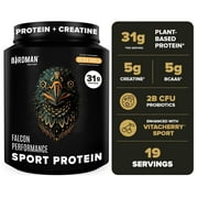 BIRDMAN Falcon Performance Vegan Protein Powder with Creatine, Vanilla Flavor, 19 Servings, 1.89lb