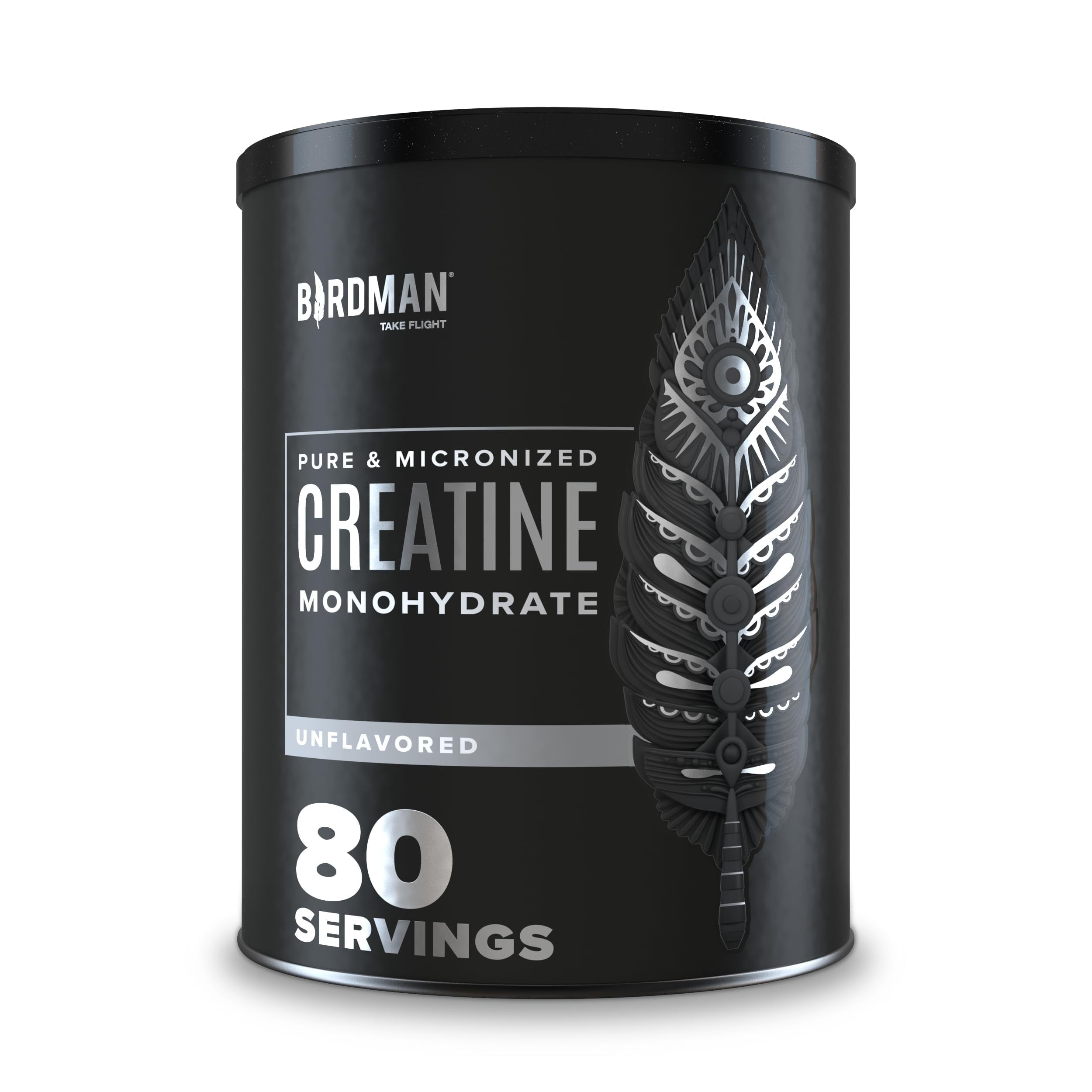BIRDMAN Micronized Creatine Monohydrate Powder, Vegan, Caffeine-Free, 80 Servings, 0.8 lb