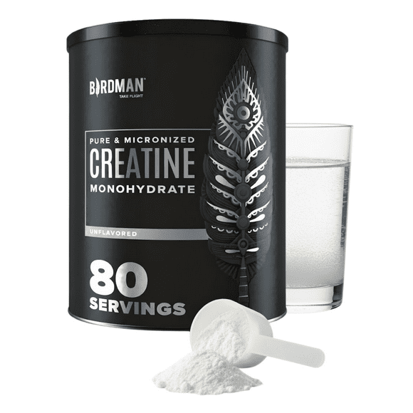 BIRDMAN Micronized Creatine Monohydrate Powder, Vegan, Caffeine-Free, 80 Servings, 0.8 lb