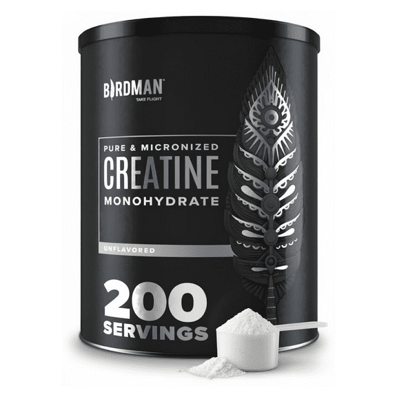 BIRDMAN Micronized Creatine Monohydrate Powder, Vegan, Caffeine-Free, 200 Servings, 2.2 lb