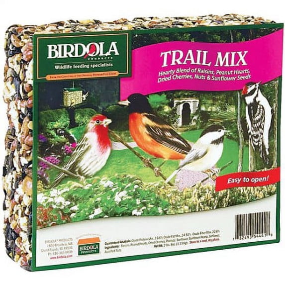 Birdola Trail Mix Seed Cake 2.2 Pounds, Hearty Blend For Wild Birds