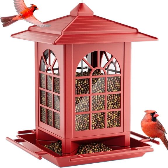 Birdream Bird Feeders for Outdoors Hanging, Classic Courtyard Design Fun Assembly 3.5LB Large Bird Feeder, Attracting Wild Birds Cardinals Goldfinches Sparrows
