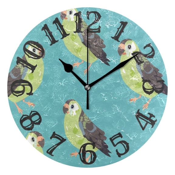 Birds 10 inch Wall Clocks Non Ticking Easy to Read Battery Decorative for Home Bathroom Kitchen Bedroom Living Room