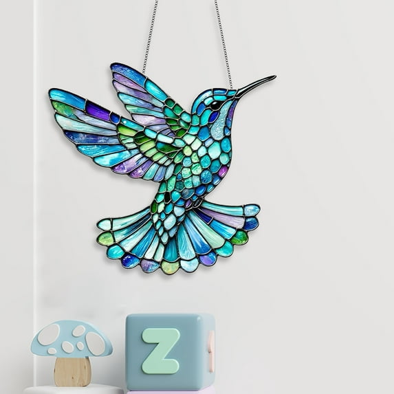Birds Acrylic Holiday Ornament with Stained Glass Effect, Window Hanging Suncatcher for Family Friends, Holiday Decorations, Birthday Gift