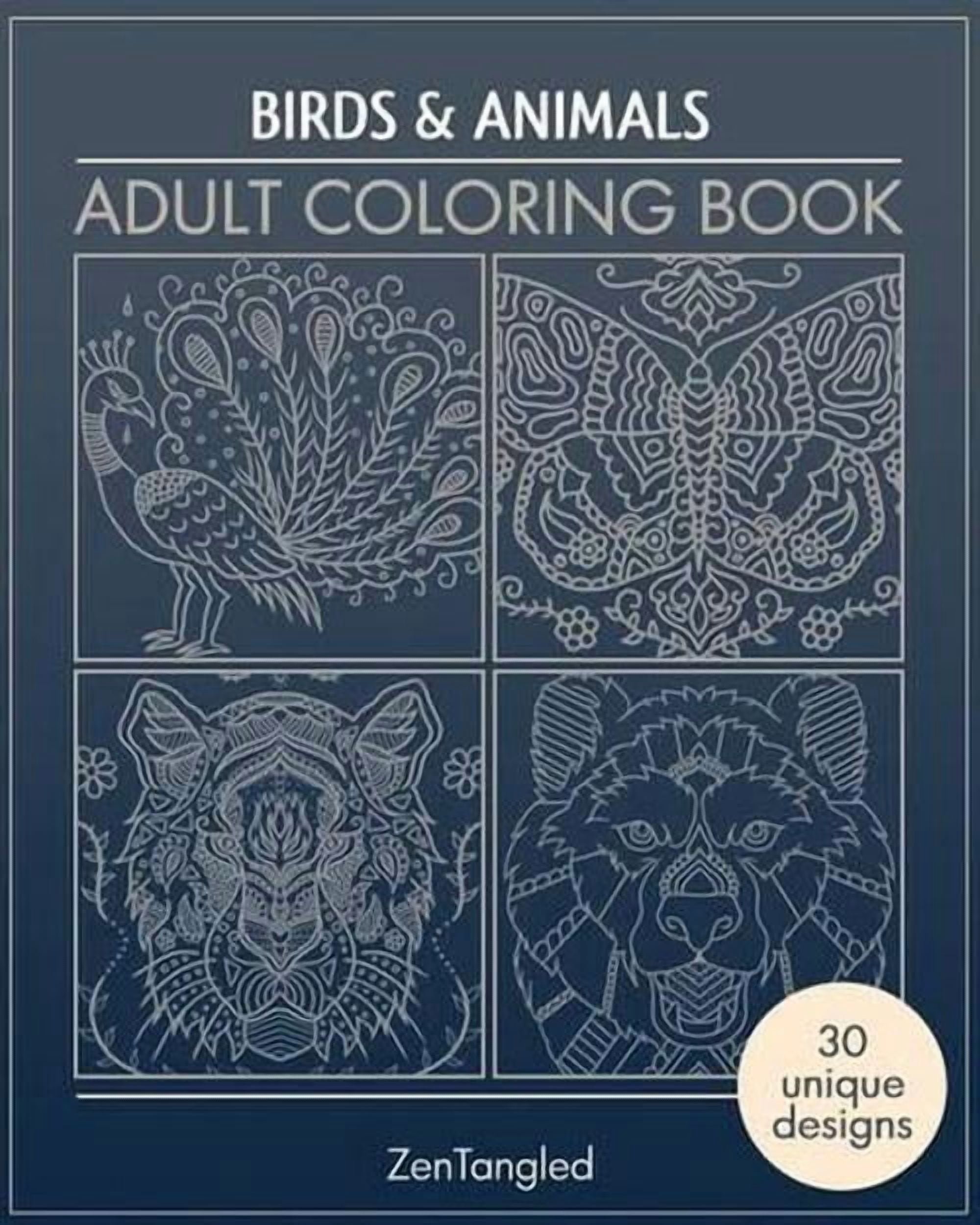 Birds and Animals Zen Doodle: Adult Coloring Books: Art Therapy for ...