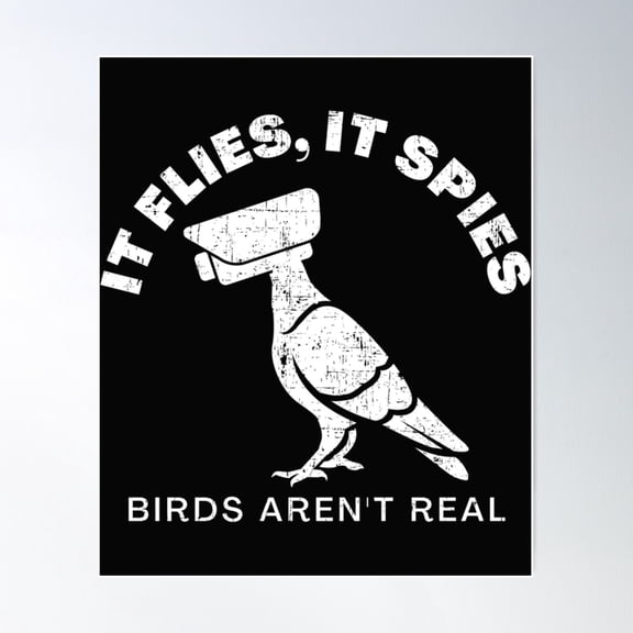 Birds Are Not Real It Flies It Spies Poster Wall Art, Modern Wall Decor For Living Room Bedroom, 8x12 UNFRAMED