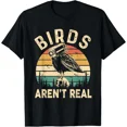 thumbnail image 1 of Birds Arent Real Spies Funny Retro Vintage Conspiracy Unisex T-Shirt, S-5XL, 1 of 2