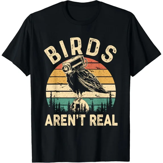 Birds Arent Real Spies Funny Retro Vintage Conspiracy Unisex T-Shirt, S-5XL