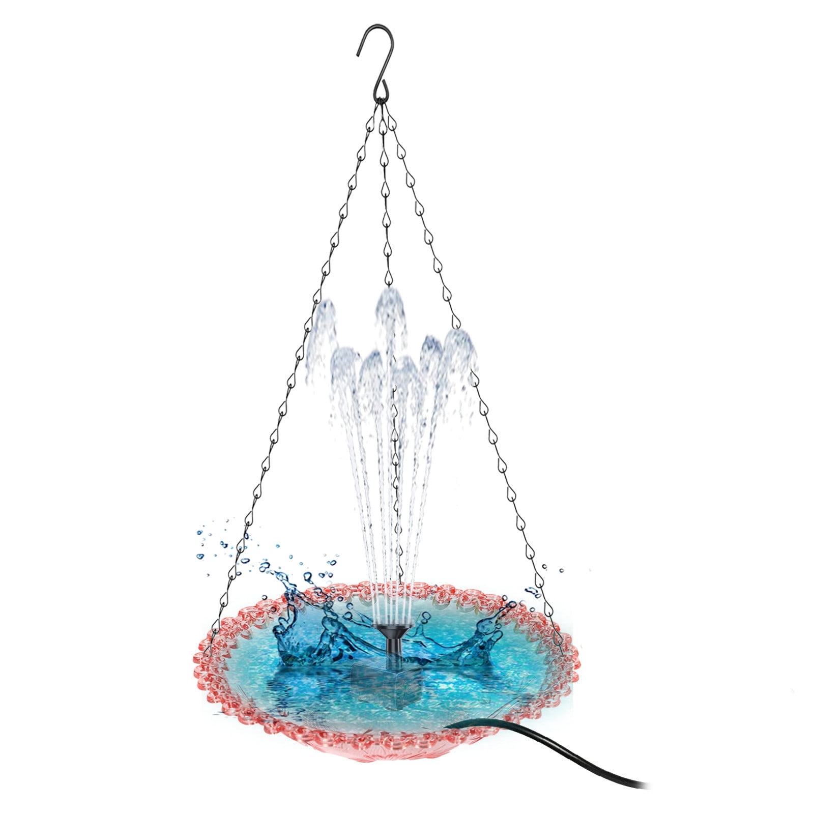Birds Bath Fountains for Outdoor,18x9.2Inch Hanging Hummingbirds Feeder with Water Fountains Pump,Hummingbirds Fountains Water,Lightweight and Protable,Suitable for Outdoor Spaces of All Sizes