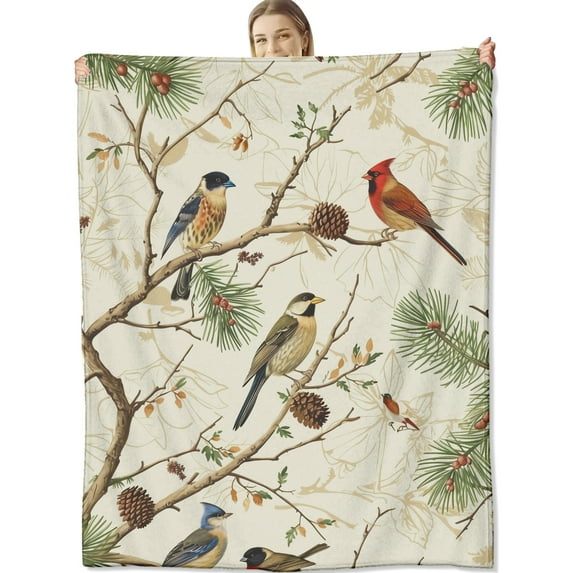 Birds Blanket for Kids Women Men, Flannel Birds Blankets Gifts, Birds Throw Blanket for Sofa Couch Bed Living Room Soft Warm Cozy Birds Decor 60" x 80"