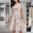 thumbnail image 1 of Birds & Blossoms Pattern Women's Classic Swing Skater Dress Casual Work Party Cocktail Dresses, 1 of 6