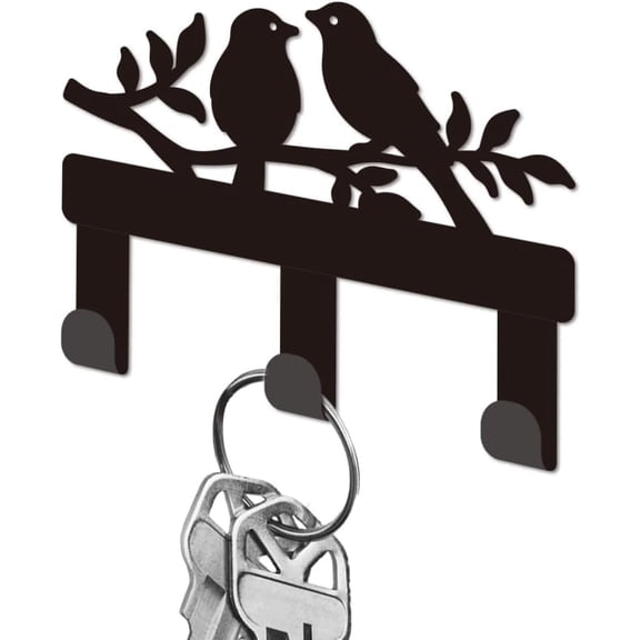 Birds Branch Metal Key Holder for DIY Wall Mini Key Hook Organizer Rack Key Hangers Wall Decorative with 3 Hooks for DIY Entryway Front Door Hallway Kitchen Office Bag Clothes Key Hanging