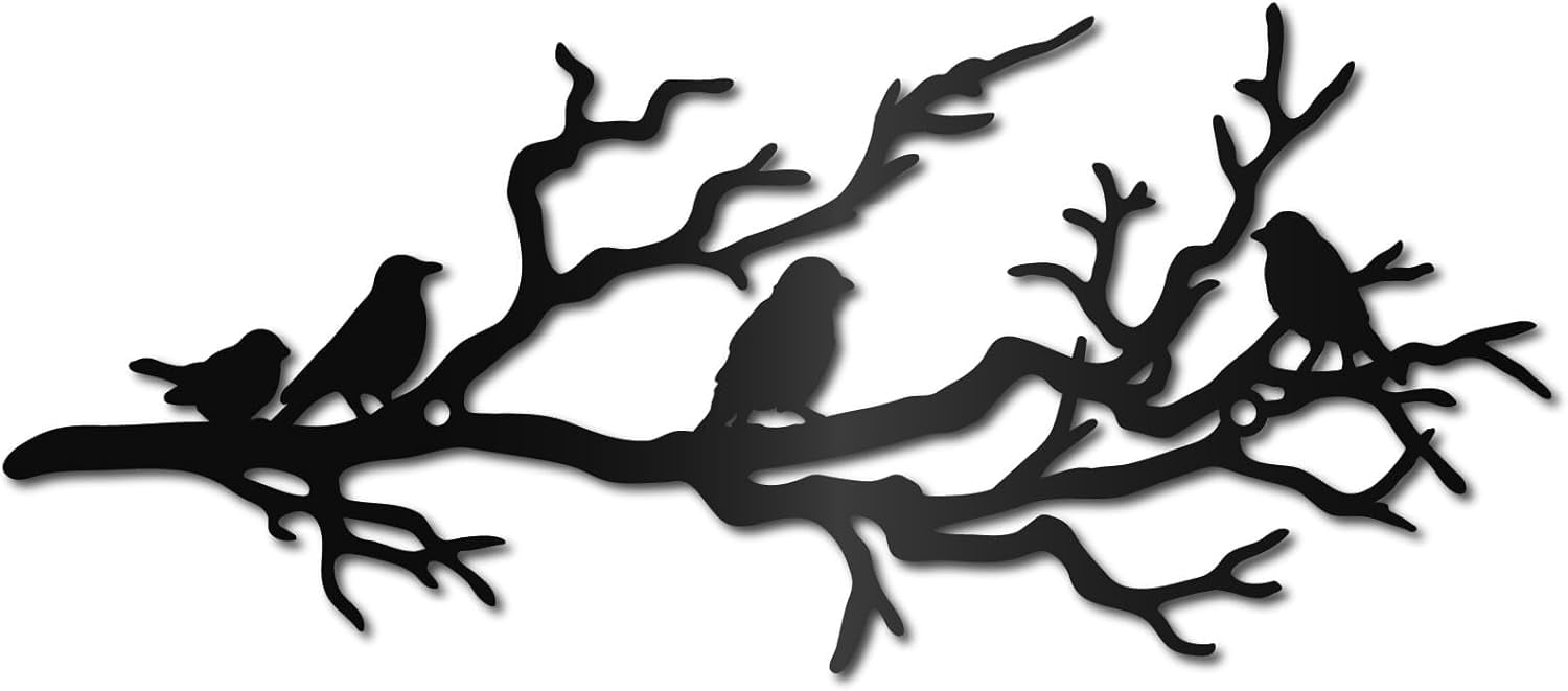 Birds on Branch Metal Wall Decor Metal Branch Wall Art Decor Black ...