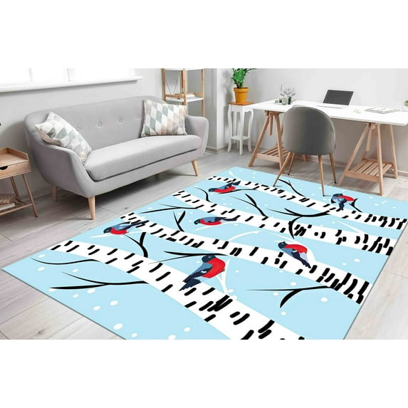 Birds on the Branch Rug, XMas Gift Rugs, Kids Room Rugs, Animal Rugs, Bathroom Rug, 3D Printeds Rug, Outdoor Rug, Gift Rug, Corridor Rug, 3.3'x6.5' - 100x200 cm
