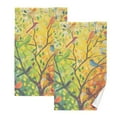 thumbnail image 1 of Birds on Branches with Colorful Leaves Hand Towel Set 2 Pcs Cotton Absorbent Soft Face Towels 400 GMS Bath Towels for Bathroom Kitchen Shower Hotel Decor 16"x28", 1 of 8