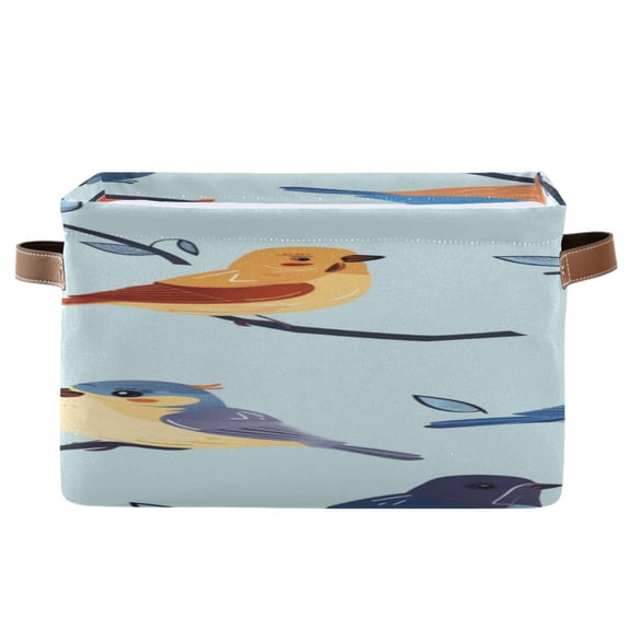 Birds Branches Leaves Square Storage Bins with Handles Collapsible Containing Box 1 Pack