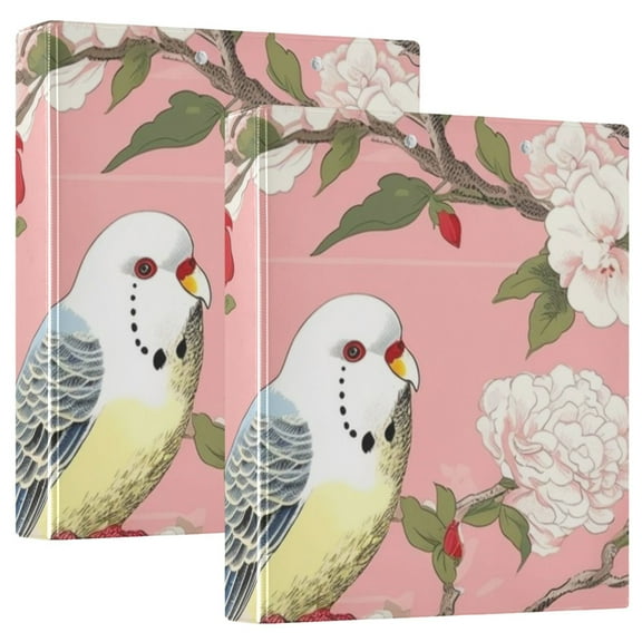 Birds Butterflies Flowers 3 Ring Binders 1.5 inch Hardcover File Folders with Interior Pockets A4 Size Organizer for School Office Hospital