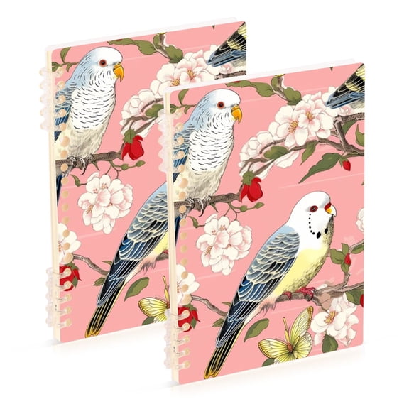 Birds Butterflies Flowers Ring Binder Notebook Journey Note Diary College Ruled Spiral Notebook Study Loose Leaf Paper A5 60 Pages