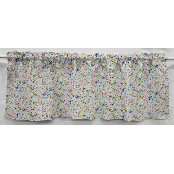 Birds & Butterflies in Blooms Curtain Panels by Penny's Needful Things (Set of 2) 24 Inch Long LINED (White)