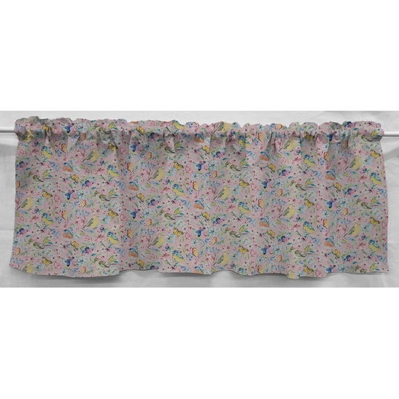 Birds & Butterflies in Blooms Curtain Panels by Penny's Needful Things (Set of 2) 54 Inch Long UNLINED (Light Pink)