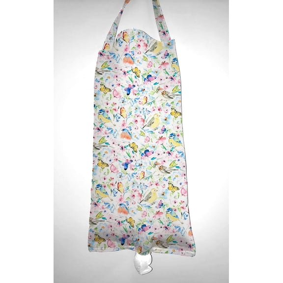 Birds & Butterflies in Blooms Grocery Plastic Shopping Bag Holder by Penny's Needful Things (White)