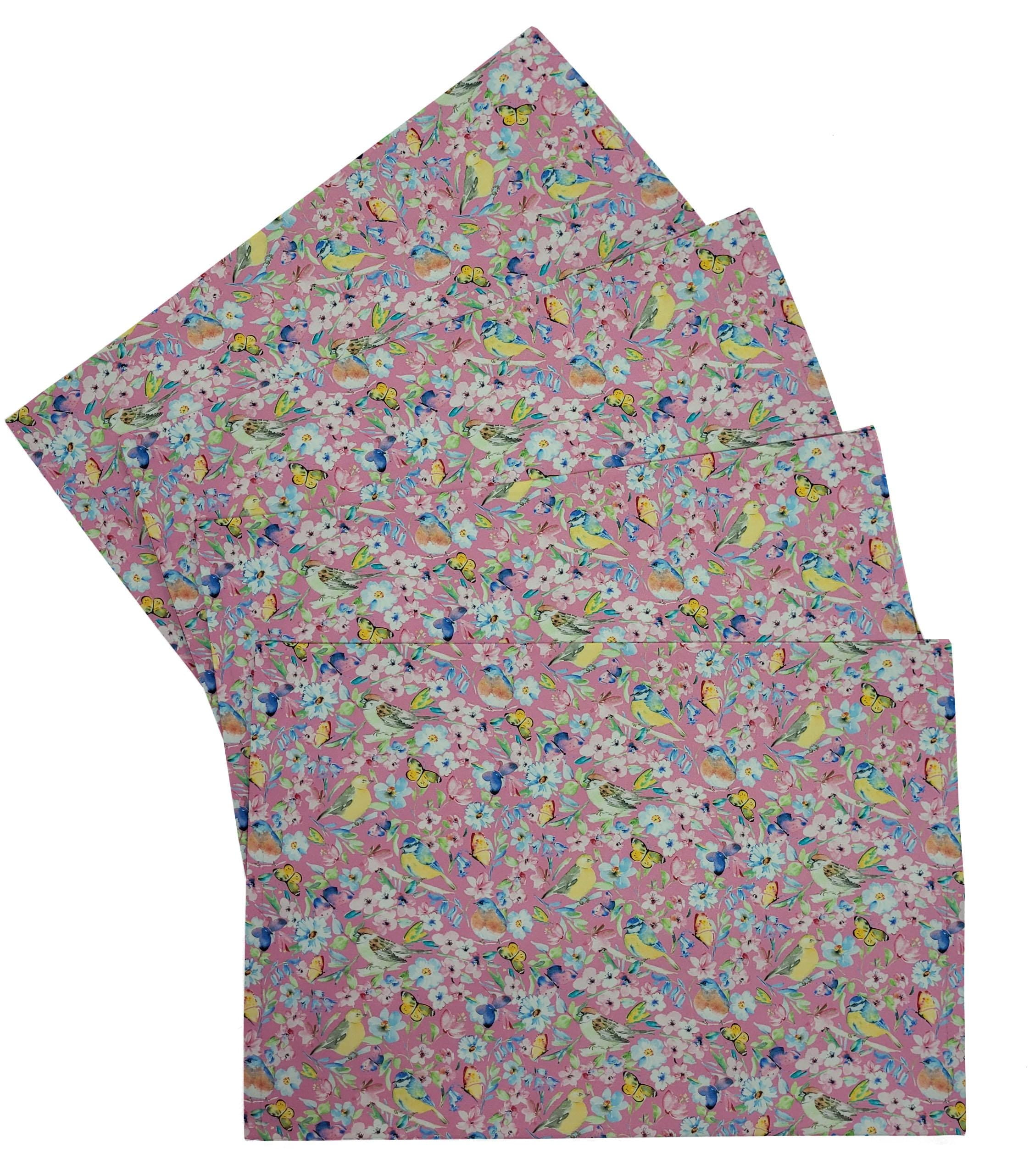 Birds & Butterflies in Blooms Placemats by Penny's Needful Things (Rectangle - Set of 4) (Pink)