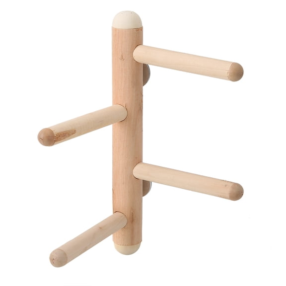 Birds Cage 4 Branches Wooden Perch Stand Frame Parrot Grinding Claws Pole Toy Accessory