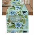 thumbnail image 1 of Birds Cage Table Runner Cotton Linen 48 Inch Holiday Dresser Scarves, Spring Botanical Blue Floral Tablerunner for Kitchen Coffee Dining Bedroom Home Living Room Dinner Scarf Décor 13''x48'', 1 of 9