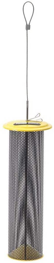 Yellow and Black Metal Hanging Nyjer Bird Feeder