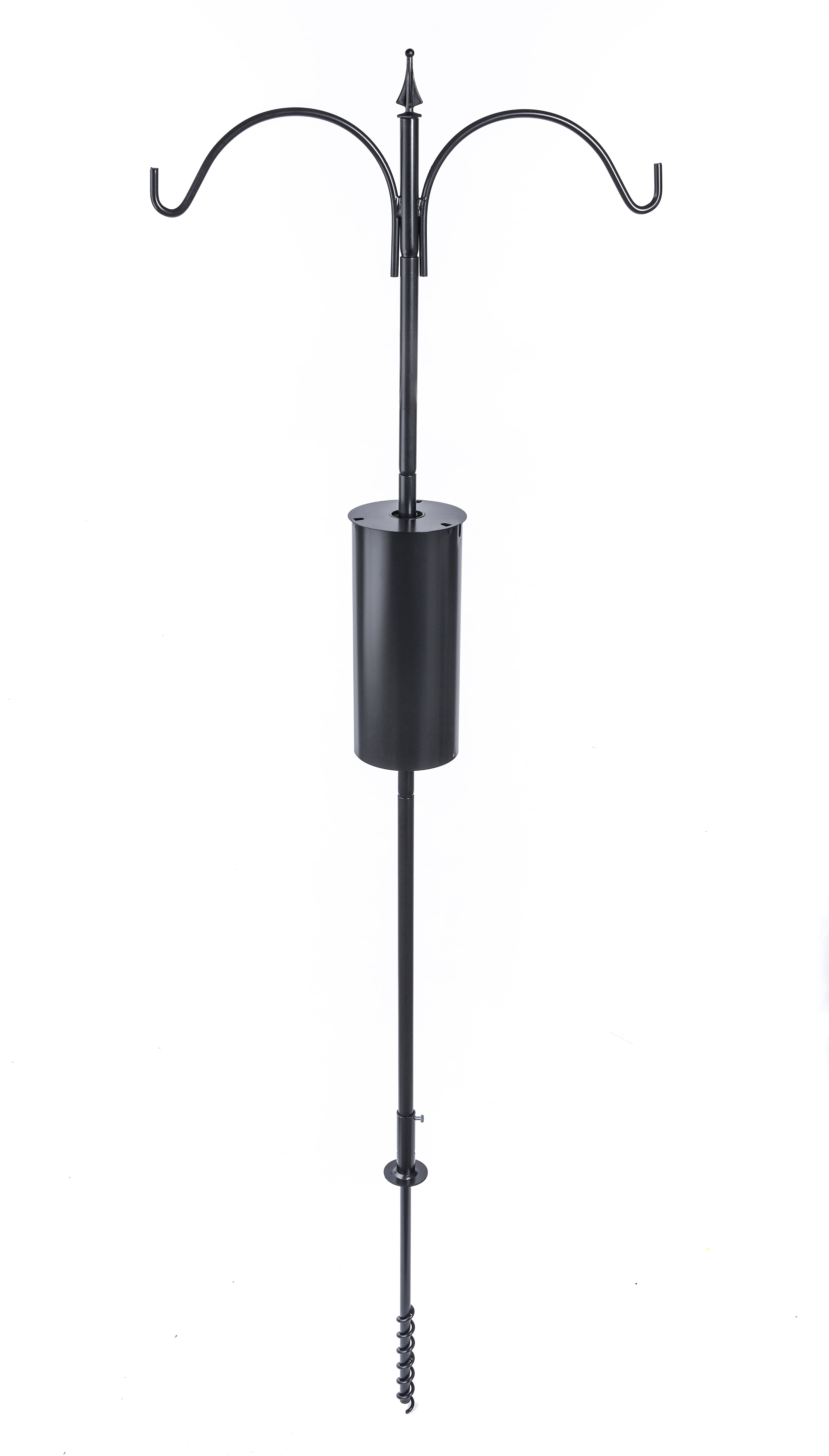 Birds Choice 2 Arm Complete Pole Package with Squirrel Baffle, Black