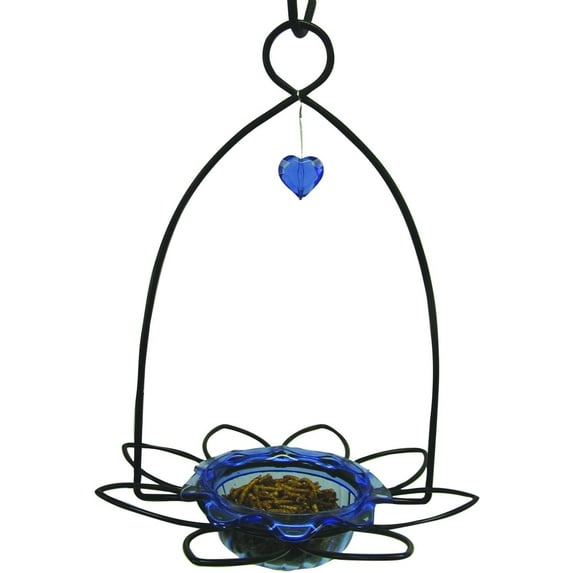Birds Choice 3 oz. Bluebird Flower Cup Feeder for Dried Fruit or Mealworms, Blue