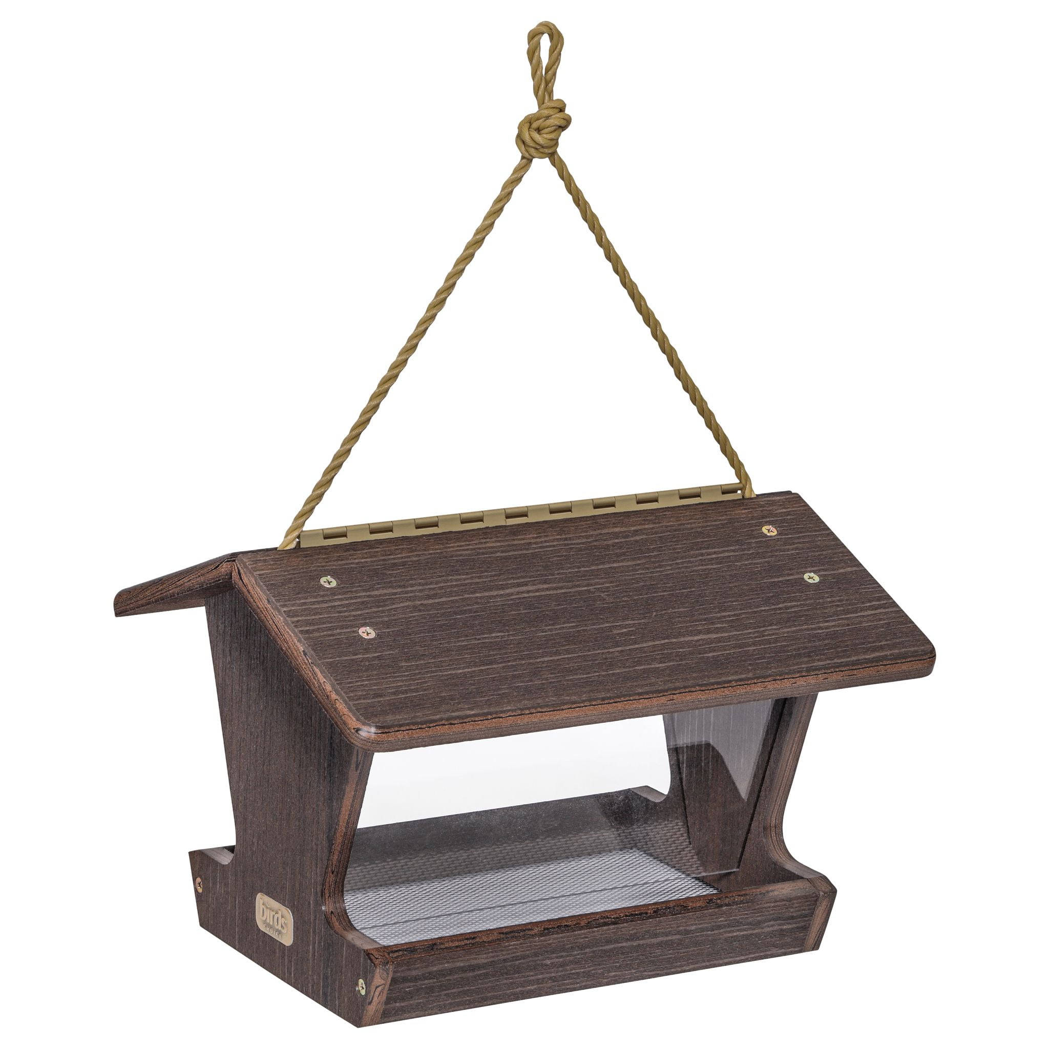 Brazilian Walnut Hanging Plastic Hopper Bird Feeder