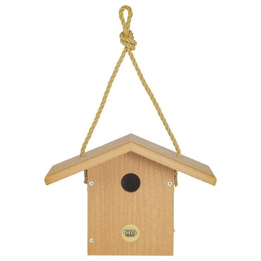 Birds Choice Modern Farmhouse Hanging Bird House for Wrens and Small Birds, Natural Teak