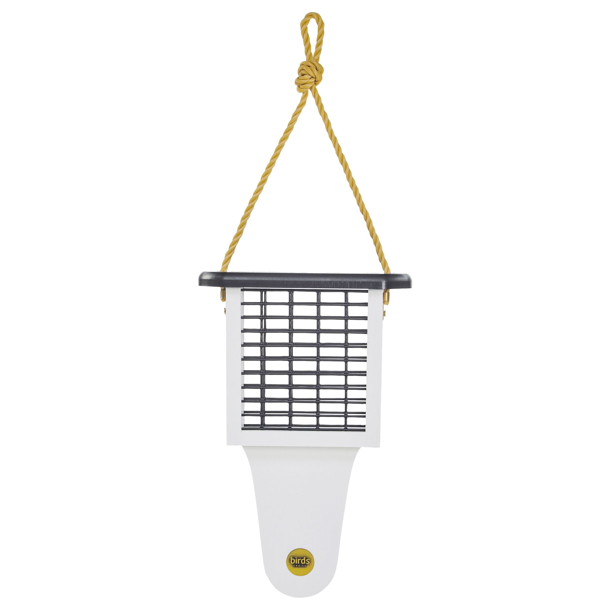 Birds Choice Modern Farmhouse Hanging Suet Bird Feeder with Tail Prop, Black/White